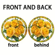 Acchiappasole Golden Rose - Arte in acrilico colorato da 8". Decorazione floreale primaverile per ingressi di case coloniche o regalo prezioso per donne._voghion.com