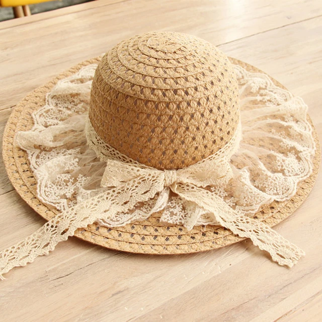 Cappelli da sole da donna alla moda per cappelli da spiaggia a tesa larga, floppy, con frange in pizzo, in paglia, estivi_voghion.com