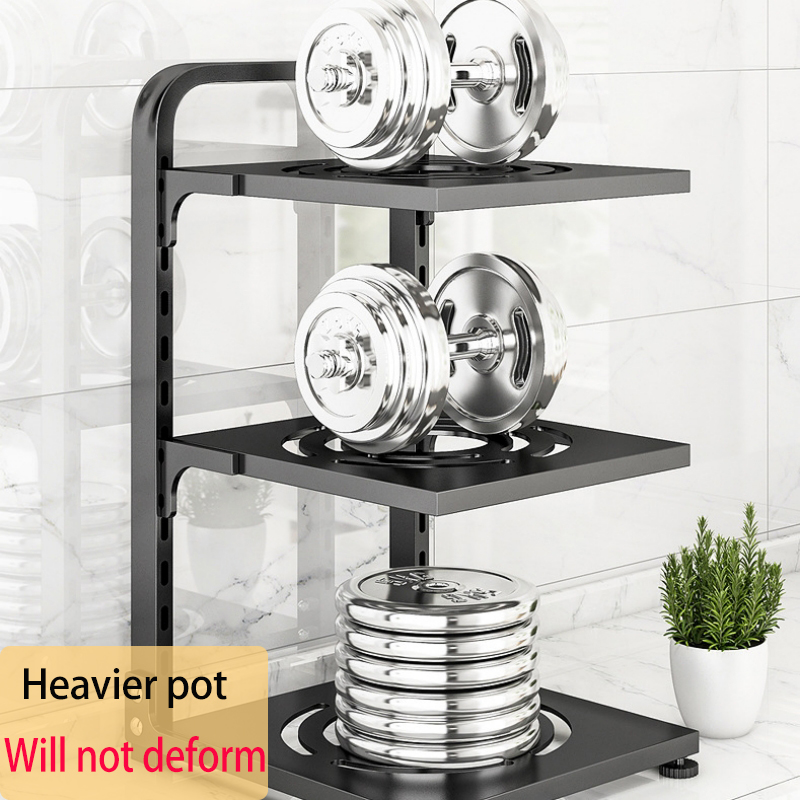 Kitchen Shelves Storage Organizer Pot Rack Multi Layer Stainless Steel Free Layering Placed on the Ground Storage Under Sink_voghion.com
