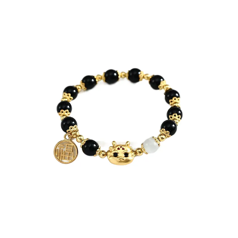 Zodiac Dragon Beaded Bracelet Lucky Symbol Blessing Bangle_voghion.com