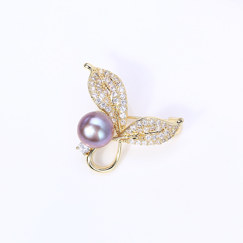 Accessori fai da te: scollo di perle, spilla a foglia, accessori antiriflesso in oro genuino placcato in rame, supporto vuoto_voghion.com