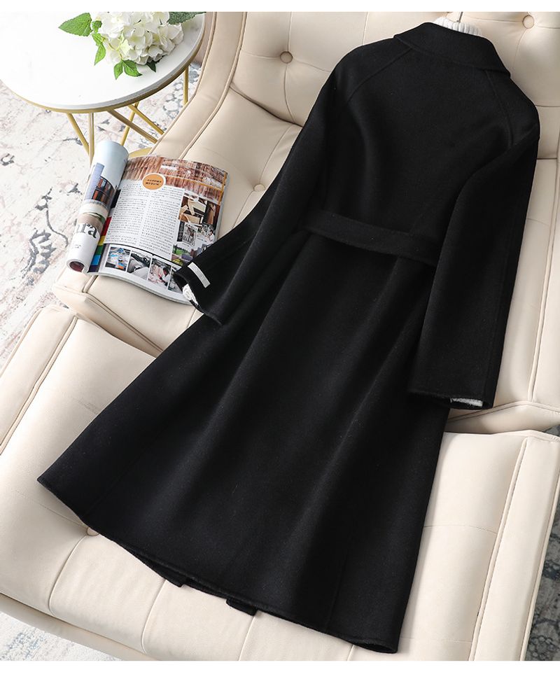 Women's Clothing large size slim women's medium and long new Korean woolen coat double faced cashmere_voghion.com