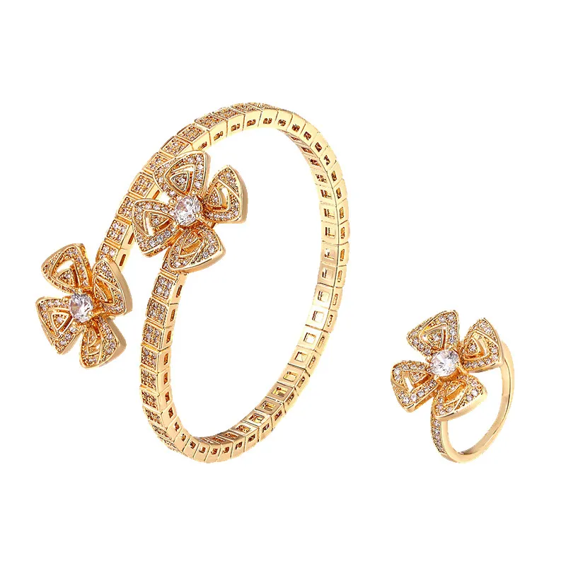 gold Sliver Flower Diamond Bangle Bracelets Chain Love Designer For Women Men Girl Couple Fashion Designer Wedding Party_voghion.com