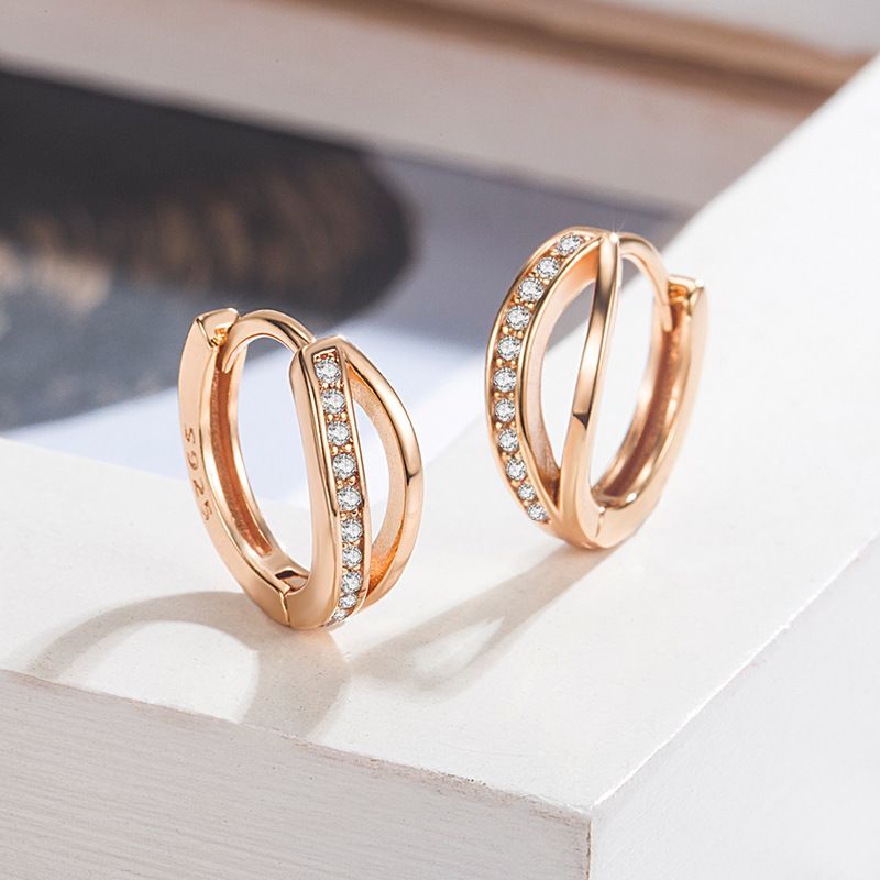 Zircone a doppio strato per donna, semplice e versatile, non c'è bisogno di toglierli quando si dorme, orecchini alla moda, diametro_voghion.com