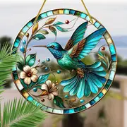 20,3 x 20,3 cm Traumfänger mit Kolibri und Blumenmotiv – doppelseitiges, leuchtendes Acryl. Perfekte Dekoration für Fenster, Wände und Garten. Kein Strom nötig. Tolles Weihnachtsgeschenk für Mütter._voghion.com