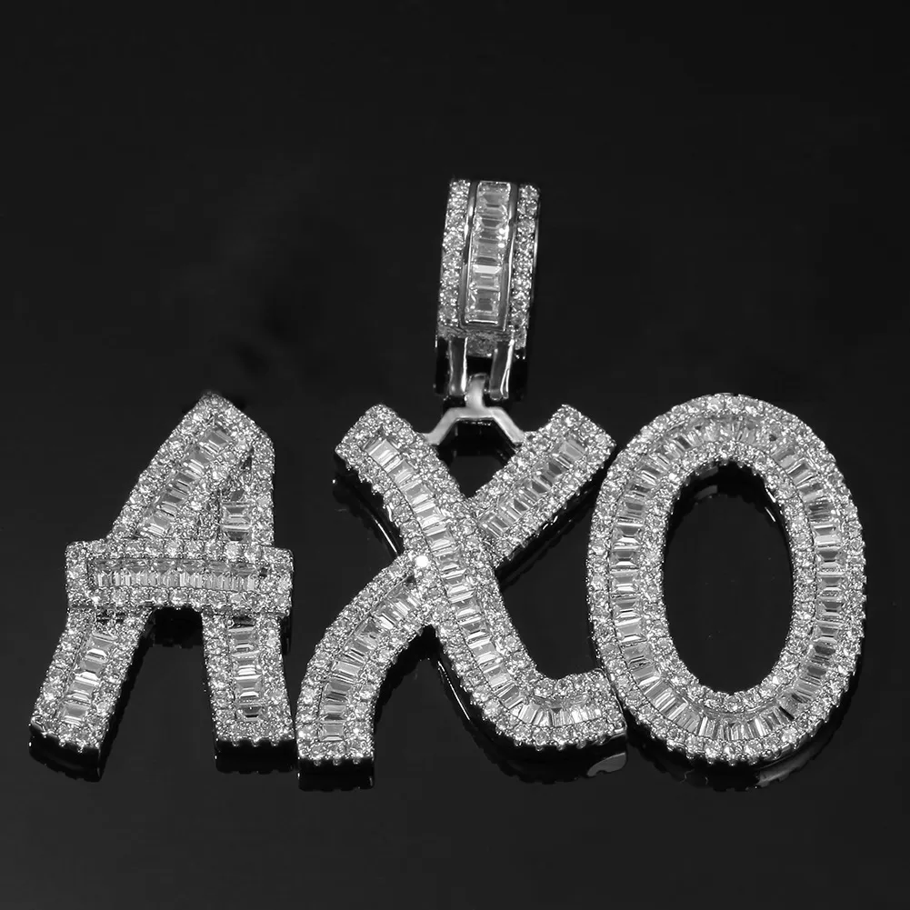 Nouveau collier pendentif personnalisé Bling Diamond A-Z Initial Letters Custom Name Iced Out CZ Zircon Gold Hip Hop Rapper_voghion.com