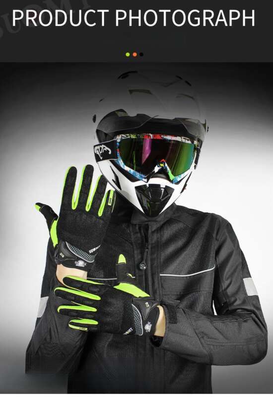Terénní podzimní, protiskluzové, prodyšné jezdecké závodní motocyklové rukavice na všechny prsty pro muže, letní rytířské vybavení_voghion.com