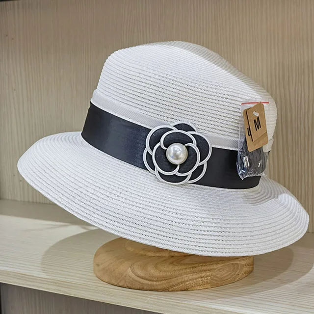 Heta försäljning blommiga sommarhattar för kvinnor damer bred brätte cloche sol svart vit band bröllop kyrka fest derby fedora bucket hat_voghion.com