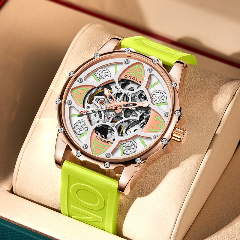 Orologio da uomo ONOLA, moda, alta qualità, completamente automatico, in silicone impermeabile, con cinturino in silicone._voghion.com
