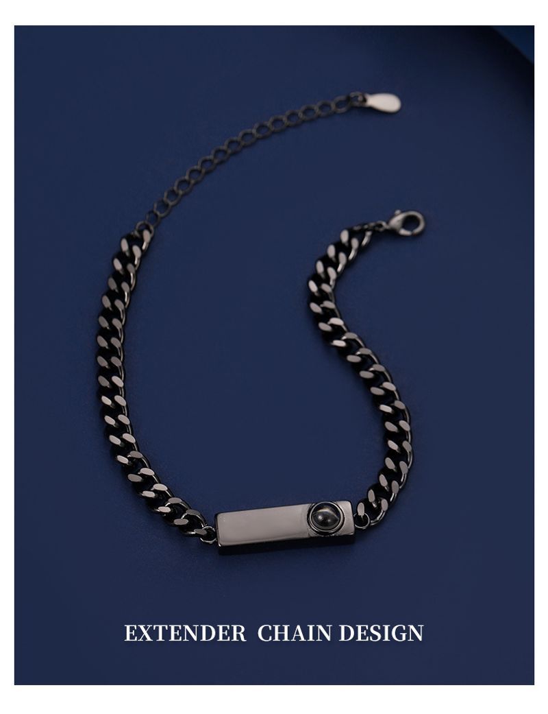 Men's Cuban Chain In 100 Languages, I Love You, Projection Photo, Customized Couple Bracelet_voghion.com