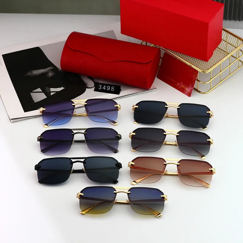 Designer Mode Mann Frauen Goggle Strand Sonnenbrille Retro randlos Leopard Design im Freien erscheinen dünne Sonnenbrille_voghion.com