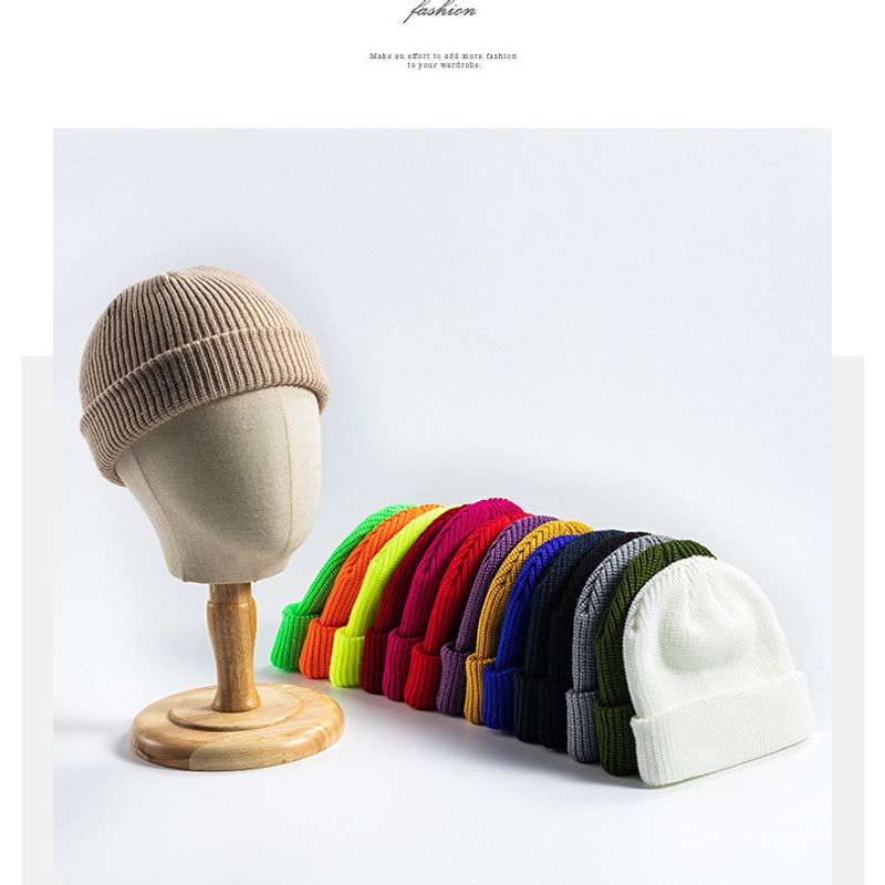 Unisex Winter Knitted Casual Skull Men's Gift Warm Cuff Beanie Cap Turn Up Hat_voghion.com