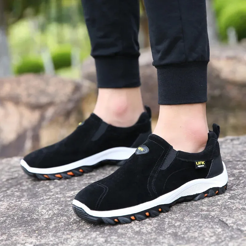 Baskets décontractées pour hommes, chaussures de marche en plein air, mocassins d'automne à enfiler en cuir suédé, grande taille 48 49 50_voghion.com