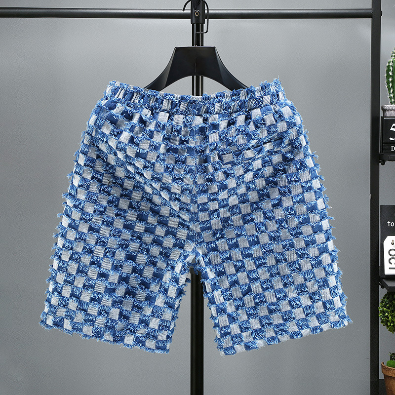 Neue modische, lässige Denim-Shorts für Männer im Sommer, Fettvergrößerung, lockere Außenkleidung, modische Capris für junge Paare_voghion.com