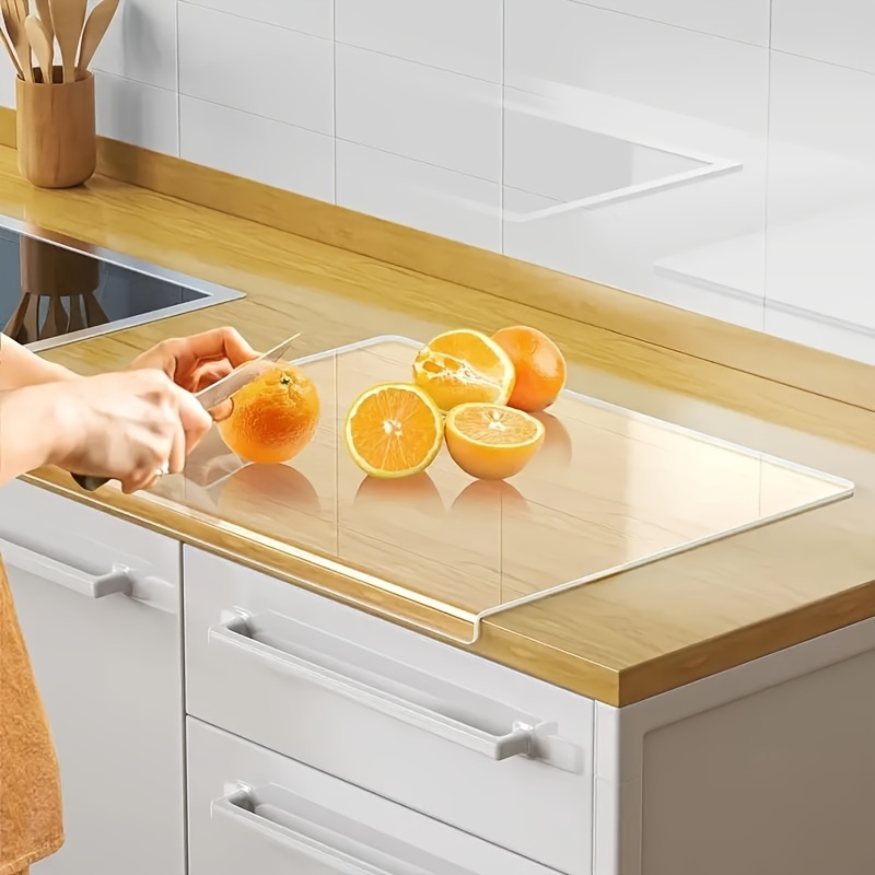 1pc Non-Slip Acrylic Cutting Board - Transparent, Durable Kitchen Countertop Protector For Fruits, Vegetables, And Cooked Food Prep