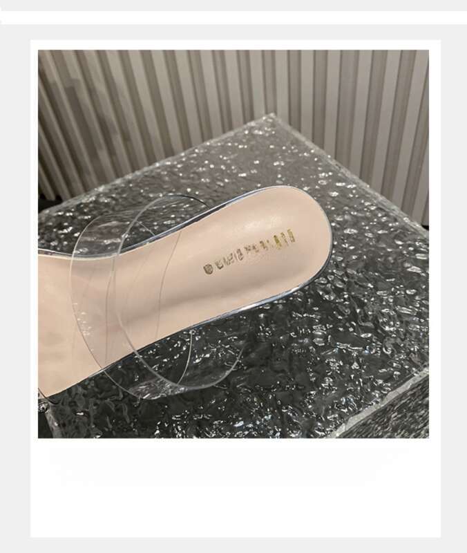 Sandali alla moda casual con tacco super alto e plateau impermeabile con testa rotonda e cintura trasparente per l'estate_voghion.com