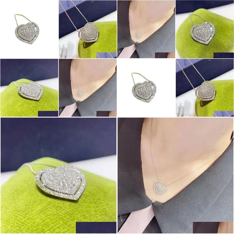 Anheng Halskjeder 2023 Håndlagde Hjerte Glitrende Smykker Sterling Sier Pave Hvit Safir Cz Diamant Edelstener Fest_voghion.com