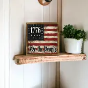 Letrero rústico de madera con la bandera estadounidense de 1776: arte de pared rústico para el hogar, la oficina o como regalo patriótico. Fácil de instalar._voghion.com