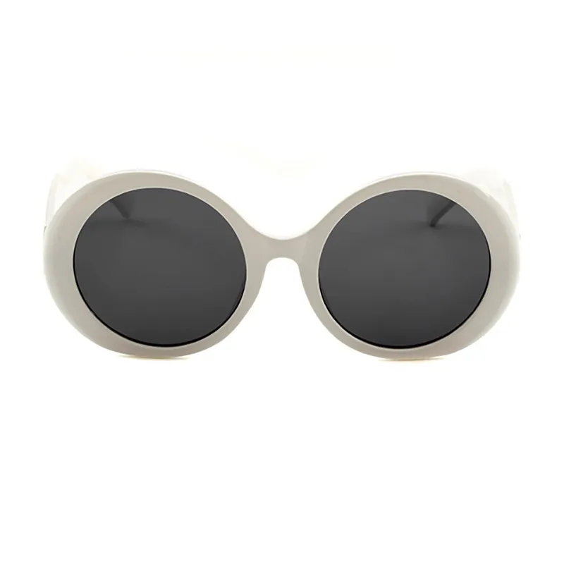 Klassische Runde Damen Sonnenbrille Modisches Gestell Schwarz Weiß_voghion.com
