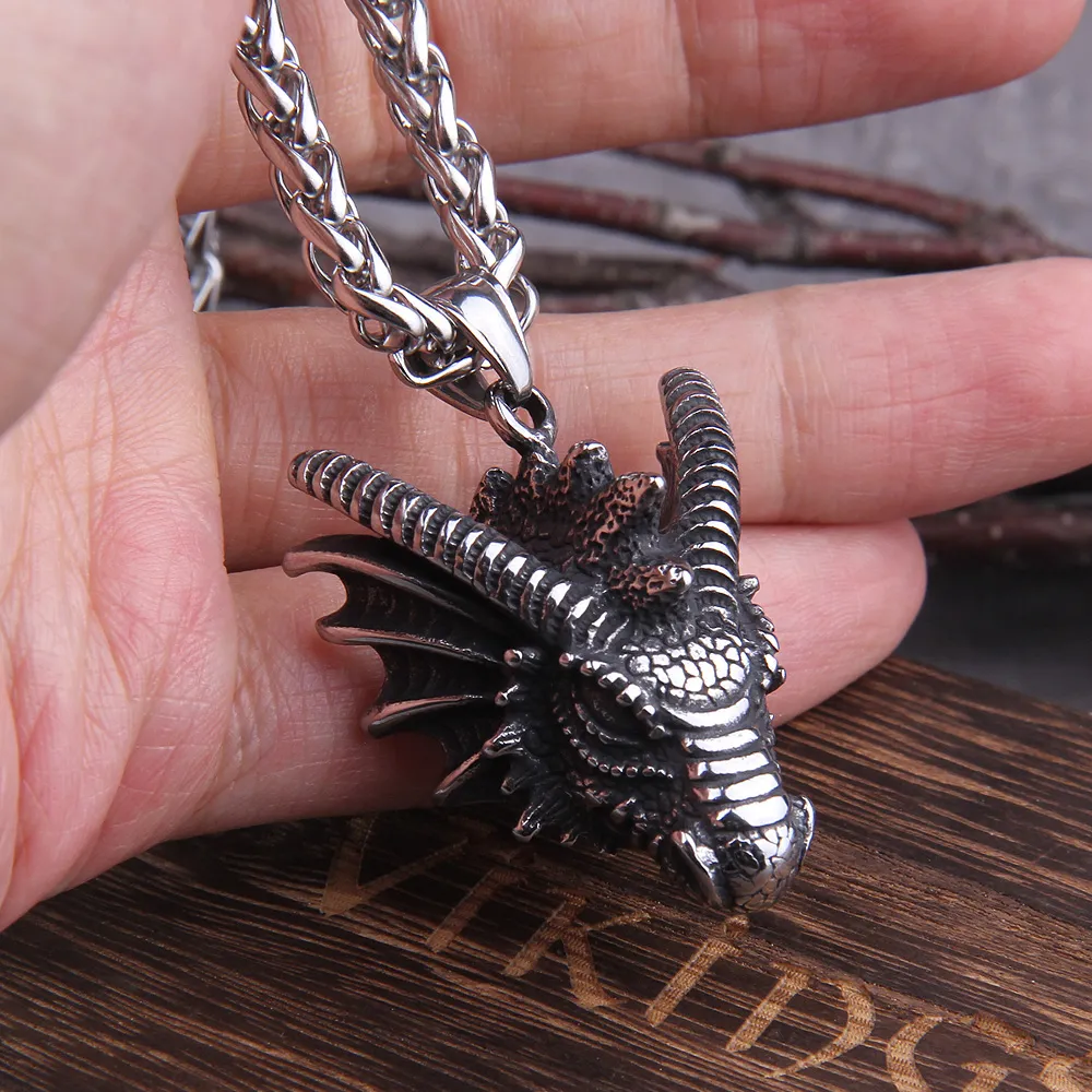 Collane con ciondolo Drago Gioielli in acciaio al titanio Testa di animale Collana Punk Uomo Accessori GioielliPendente Sidn22_voghion.com