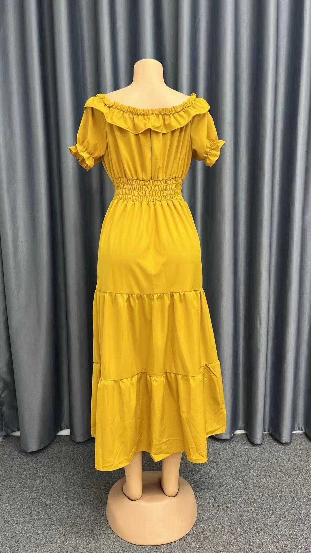 Rosso Beige Denim Cotone Taglia Stretta Floreale Pois Lungo Scollo Off Midi Autunno Estate Fine Cravatta Cerniera Solido Resistente Indumento_voghion.com