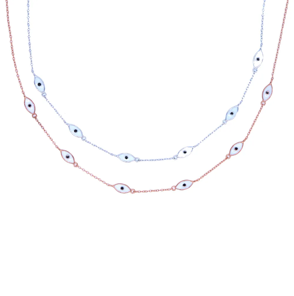 Catene 2023 Est Sterling Sier Bianco Oceano Mare Blu Smalto Occhio Ciondolo Collane Donne Choker Gioielleria Fine Alta_voghion.com