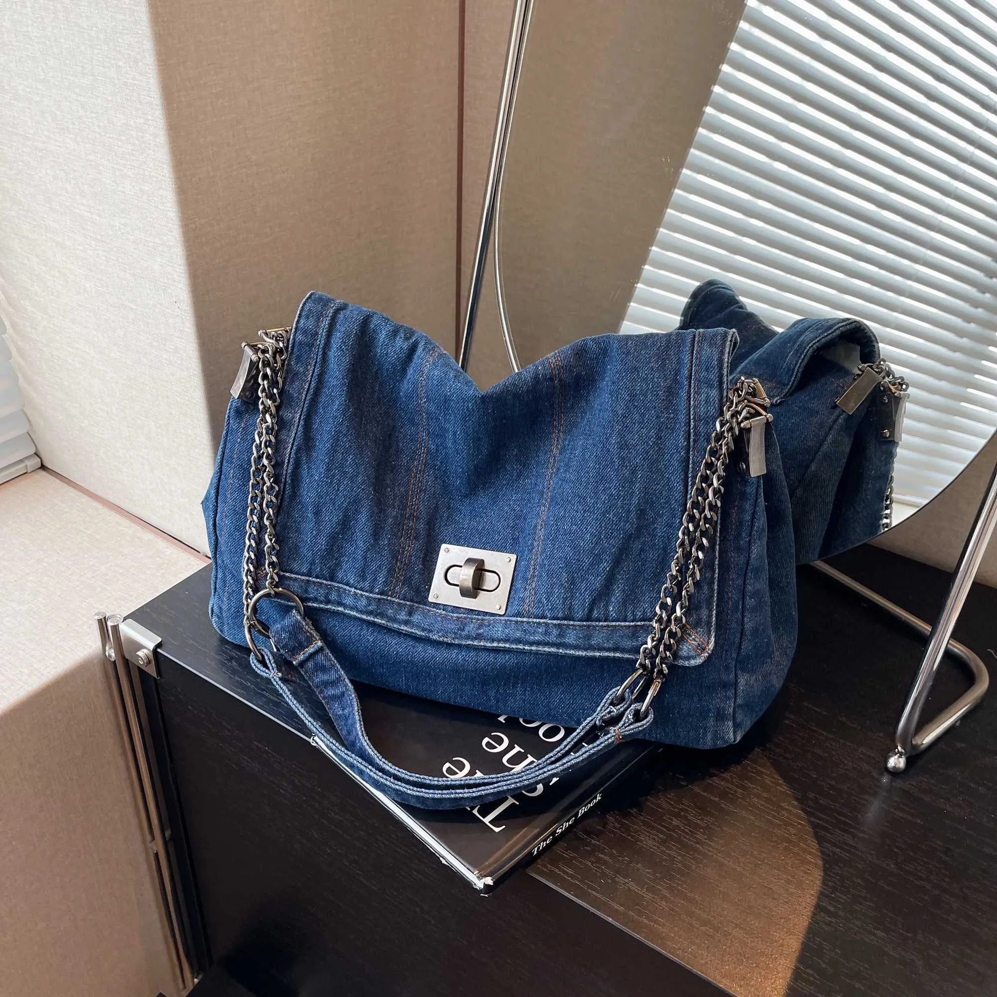 Ženska jeans torba za čez ramo, nova modna torba za čez ramo iz kavbojk, velika prostornina, za potovanje v šolo in na delo, crossbody, ba241216_voghion.com