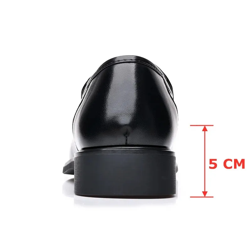 Mens Flat Shoes/5cm Dress Formal Leather Elevator Height Increase Shoes Mens Business Wedding Oxford Zapatos De Hombre_voghion.com