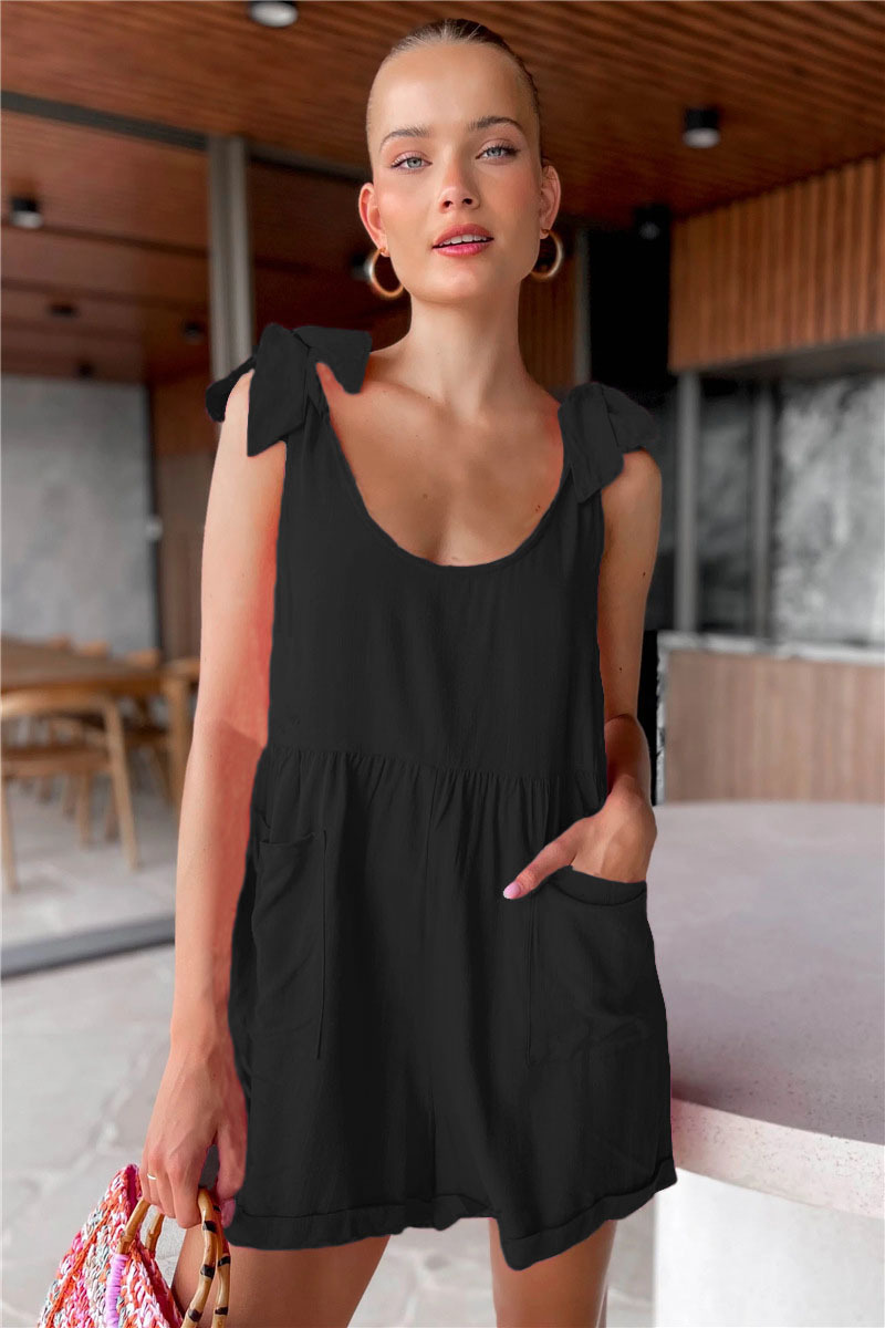 solid color sleeveless casual women's jumpsuit_voghion.com