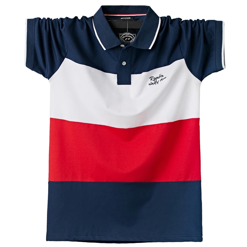 Shirt Men Big Tall Short Sleeves Cool Top Tees Cotton Male Large Tee Summer Fit Slim Patchwork Polo Shirts Plus Size_voghion.com