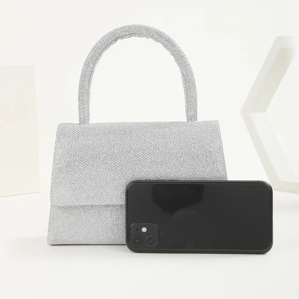 Women Fashion Solid Color Sequins Glittering Wrist Versatile Evening Top-Handle Dinner Party Wedding Bag_voghion.com