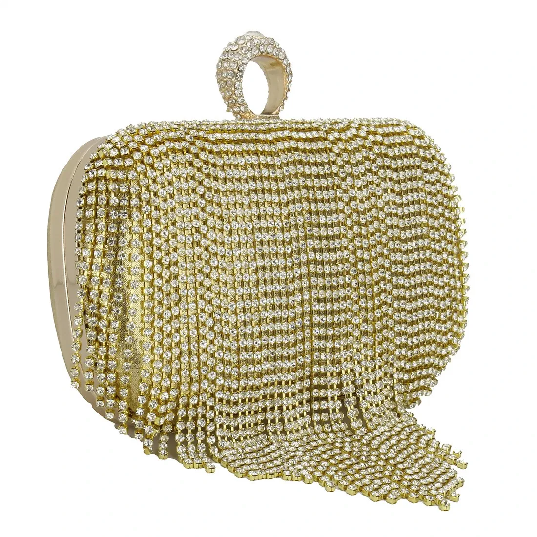 Rhie Tassels Ring Clutch Sac à main de soirée Bg Dia Sac à main de fête de mariage pour femmes Sac à bandoulière en chaîne 240823_voghion.com