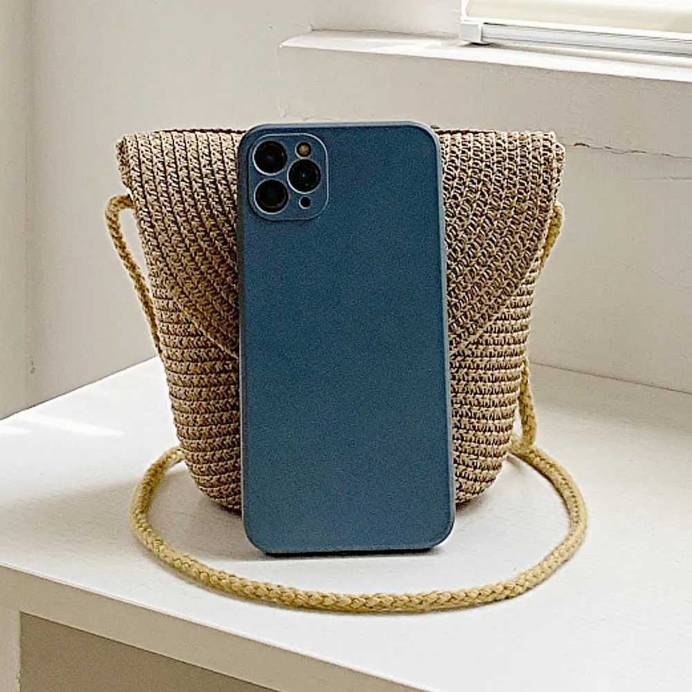 Borsa a tracolla estiva da donna, in tessuto alla moda, casual, semplice, portatile, elegante, fatta a mano, in tinta unita, per il fine settimana._voghion.com