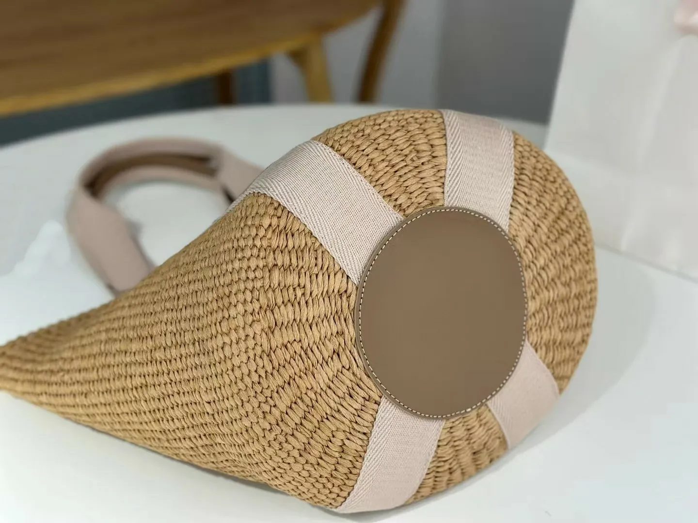 10a Hochwertige Designer-Handtaschen für den Urlaub am Meer, Aprikose, handgefertigt, Stroh, Reise, doppelte Baumwollbandgurte, Schultergurte, Sommer_voghion.com