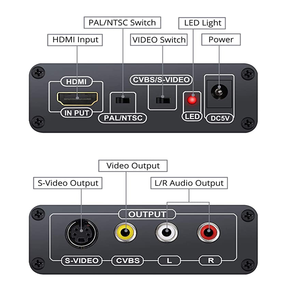 HDMI zu AV S-Video CVBS Video Konverter HDMI zu SVIDEO+S VIDEO Switcher Adapter HD 3RCA PAL/NTSC Schalter für TV PC Blue-Ray DVD_voghion.com