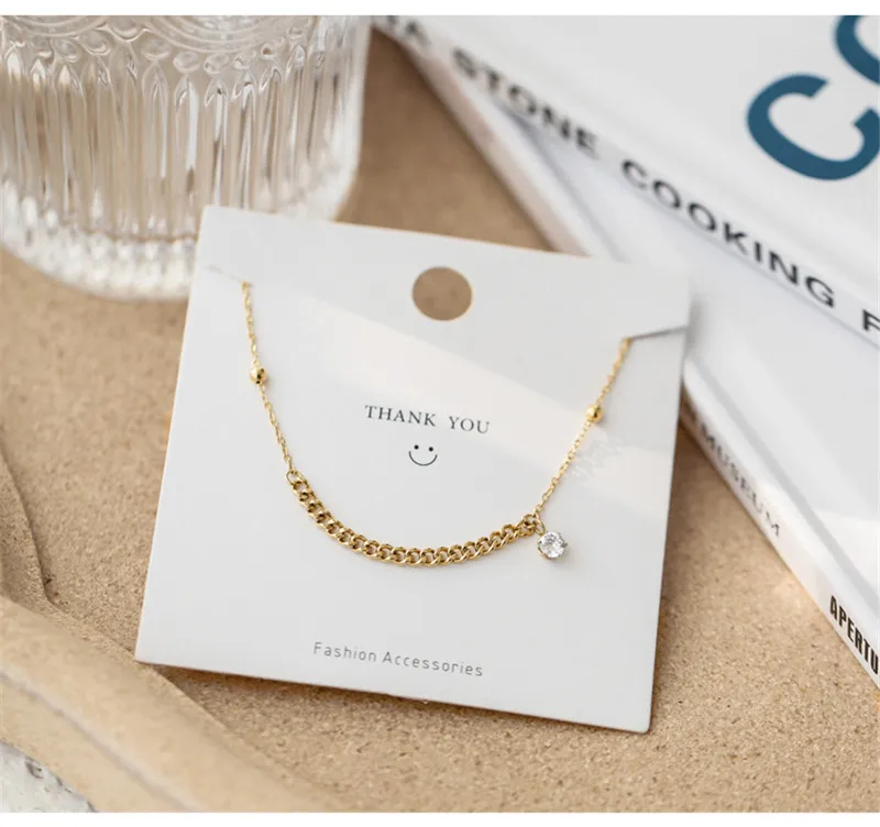 Pendant Necklaces YUN RUO 18 K Gold Plating Vintage Chain Zircon Necklace Fashion Titanium Steel Jewelry Woman Birthday_voghion.com