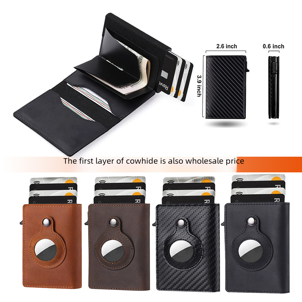 Étui pour carte Airtag, étui antivol pour carte, portefeuille multifonctionnel en cuir pour homme, suivi de positionnement