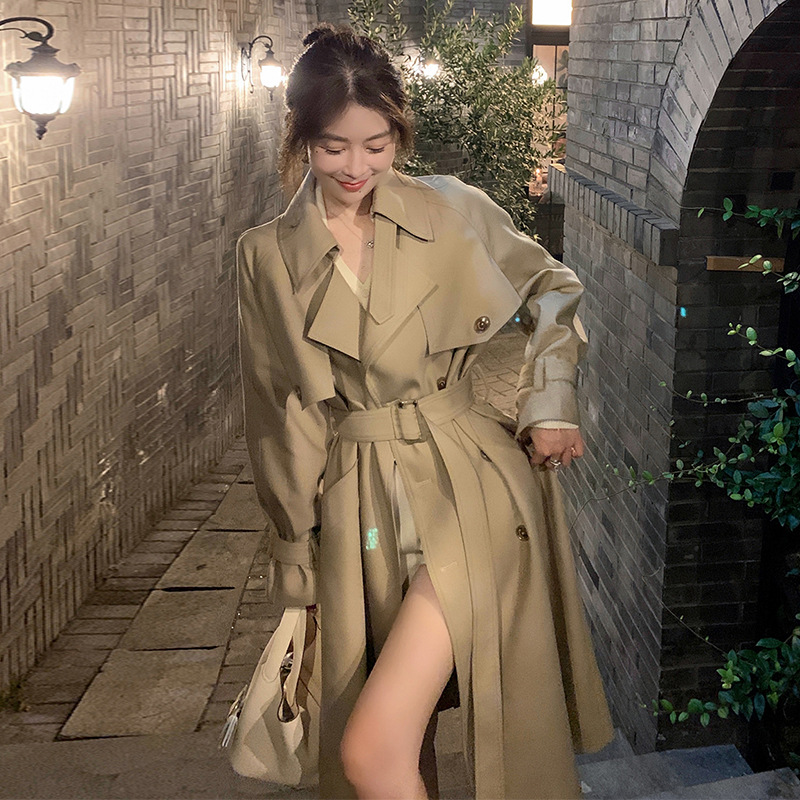 Trench-coat kaki mi-long pour femme, nouveau manteau de tempérament de style coréen, petit style britannique, printemps et automne