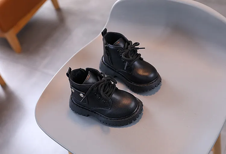Kids PU Leather Fashion Winter Children's Boys Girls Anti Slip Happysteps Toddler Short Snow Boots Sizes US1C-US13C_desvips.com