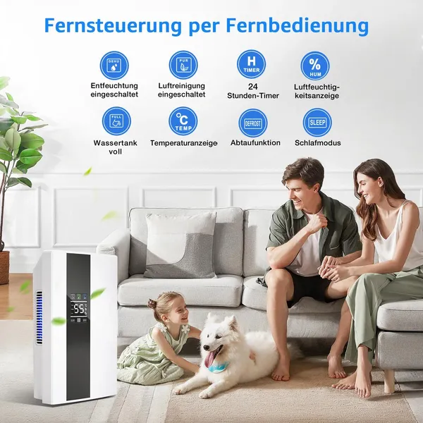 30m² Electric Dehumidifier, 2200ml Capacity, Energy Efficient Home Use_voghion.com