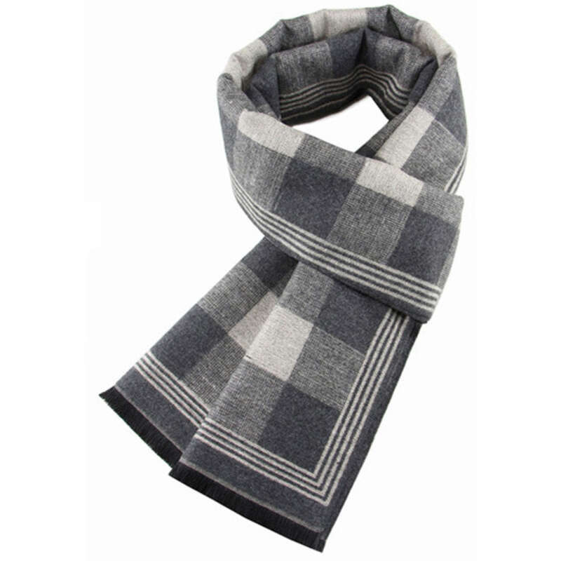 New Men's Scarves, Warm Thick Plaid Cashmere Scarves For Autumn And Winter_voghion.com