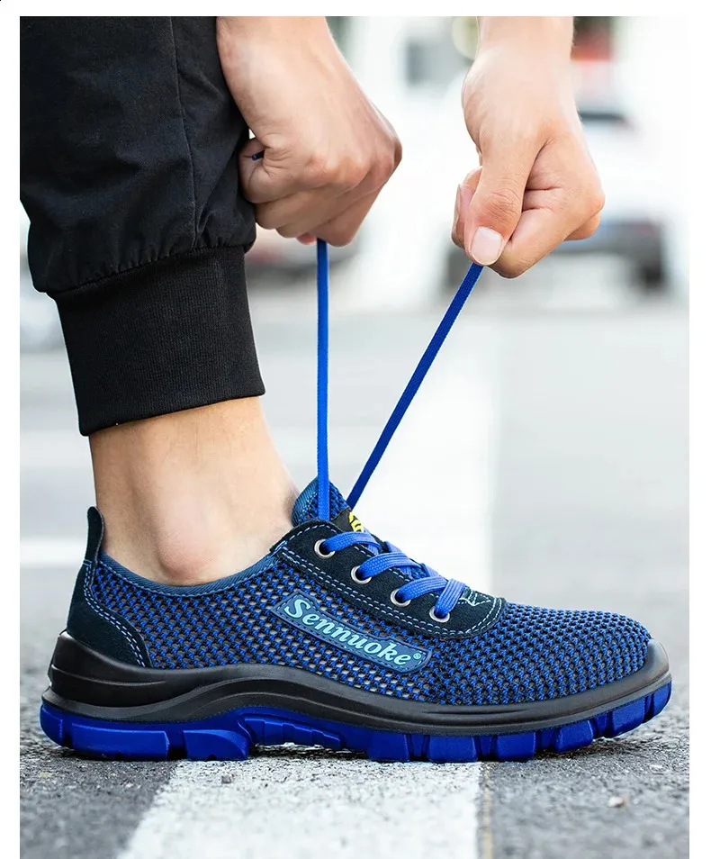 Chaussures pour hommes avec embouts en acier légers, adaptées aux travailleurs, sans besoin de transport, sécurité industrielle, tennis_voghion.com