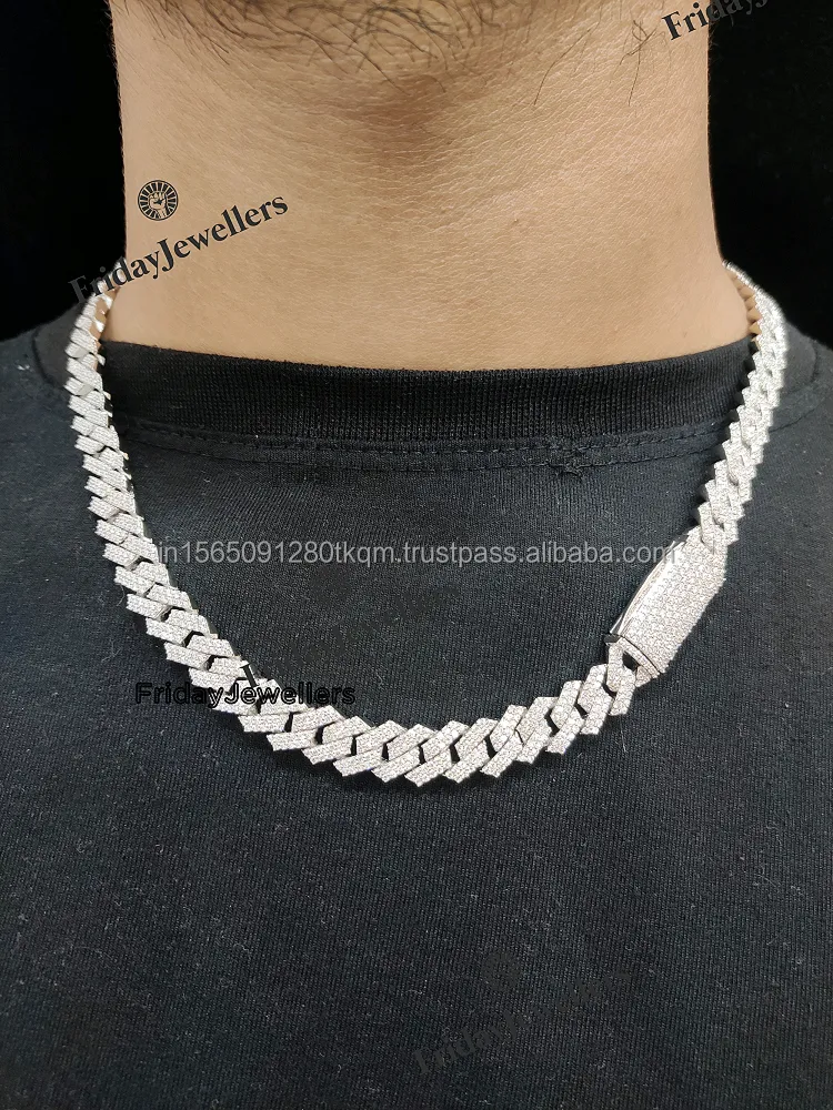 10 mm VVS Moissanit Diamant Hip Hop Miami Cuban Link Kette für Herren Hochzeitsschmuck erhältlich bei Export_voghion.com